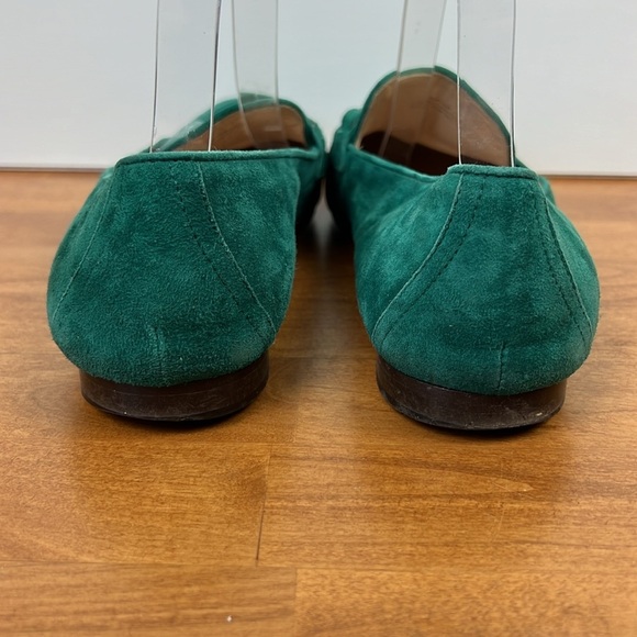 J crew emerald green loafers chain accent suede women’s size 10 - Picture 5 of 8